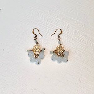Pale blue and gold earrings